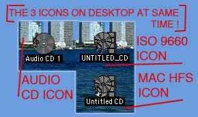 A screen shot of 3 different icons forthe same CD on the desktop at once